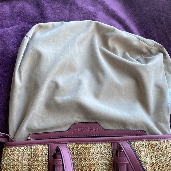Straw Shoulder Bag Tote, Pink Stix - Picture 7 of 9